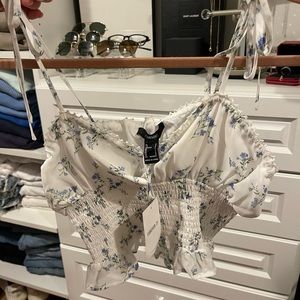 Forever 21 White Floral Tank Top